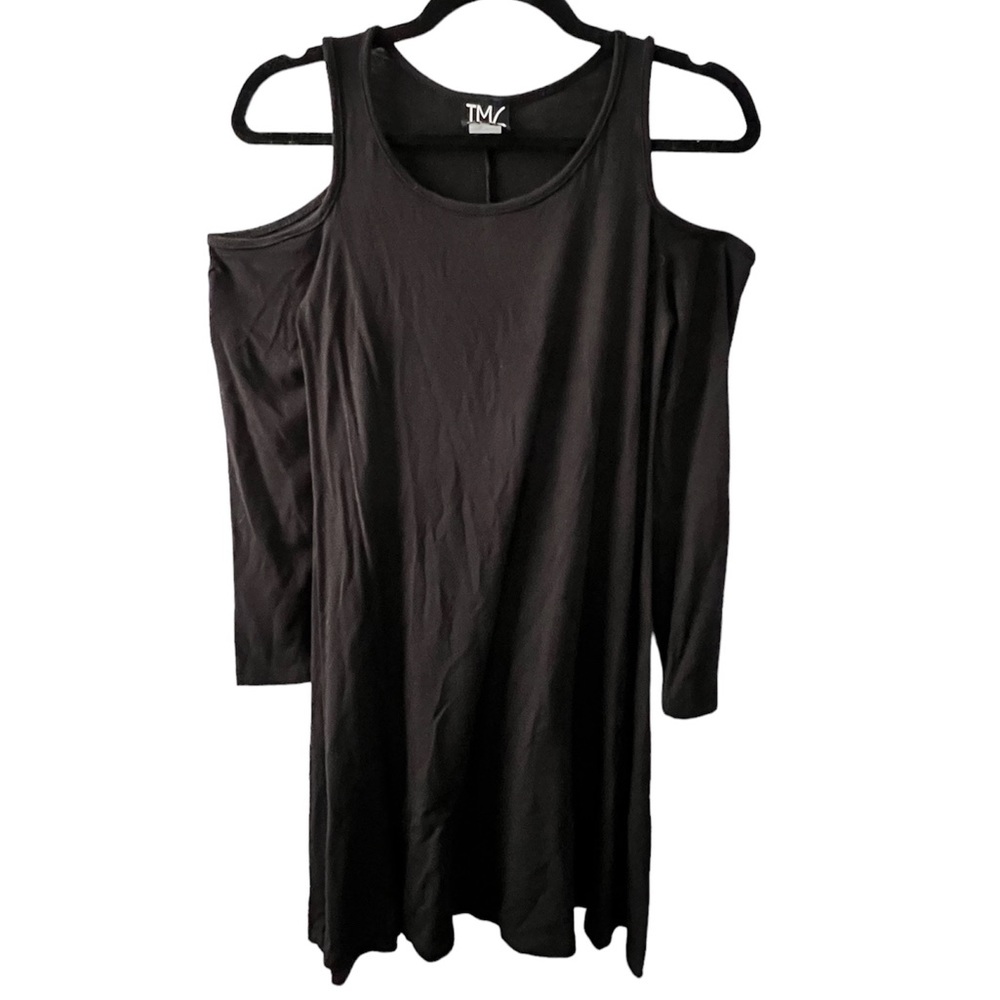 | Black Cold Shoulder Basic Dress - image 3